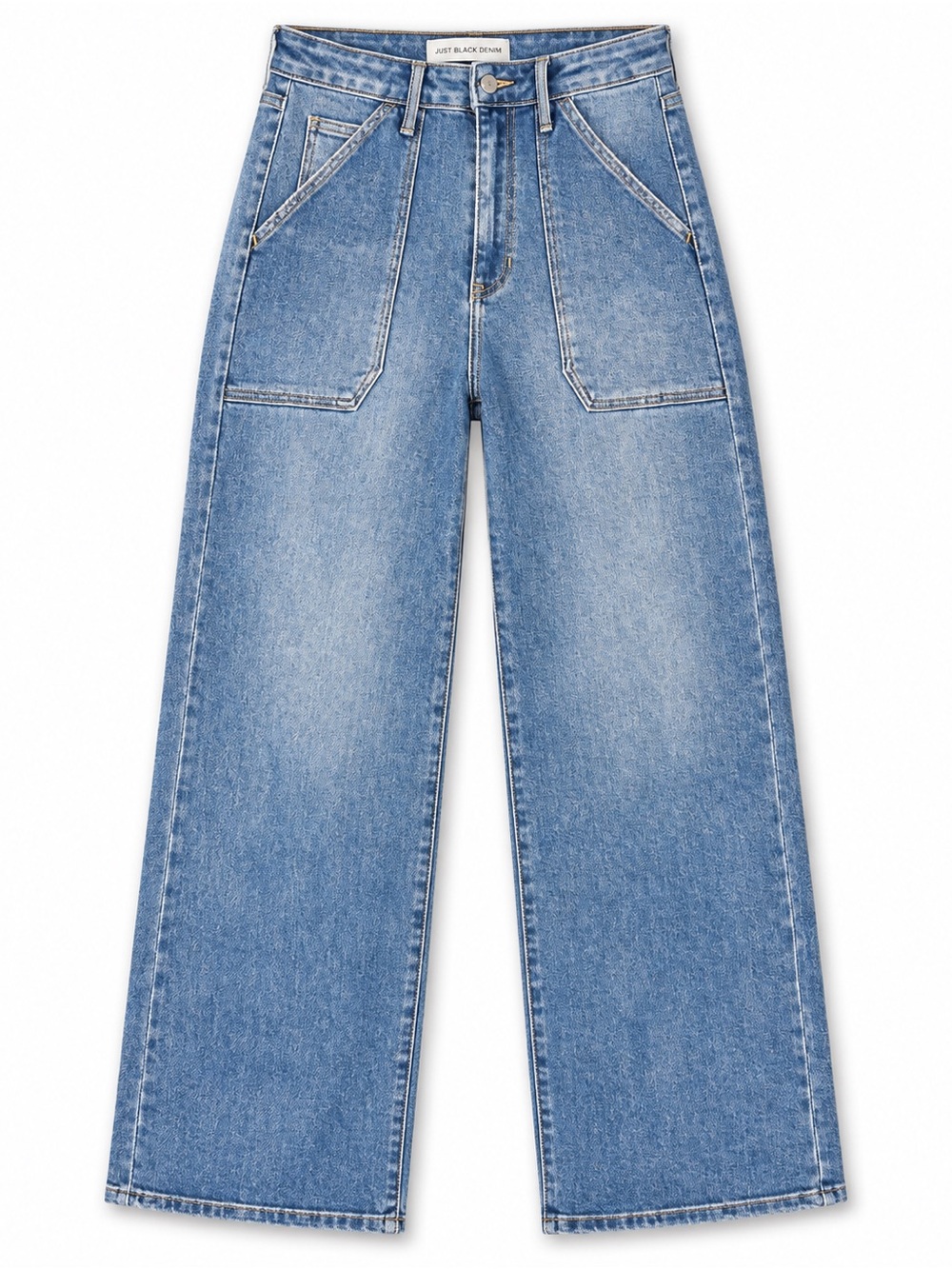 Just Black Denim BP339J Patch Pocket High Rise Wide Leg Jeans 27